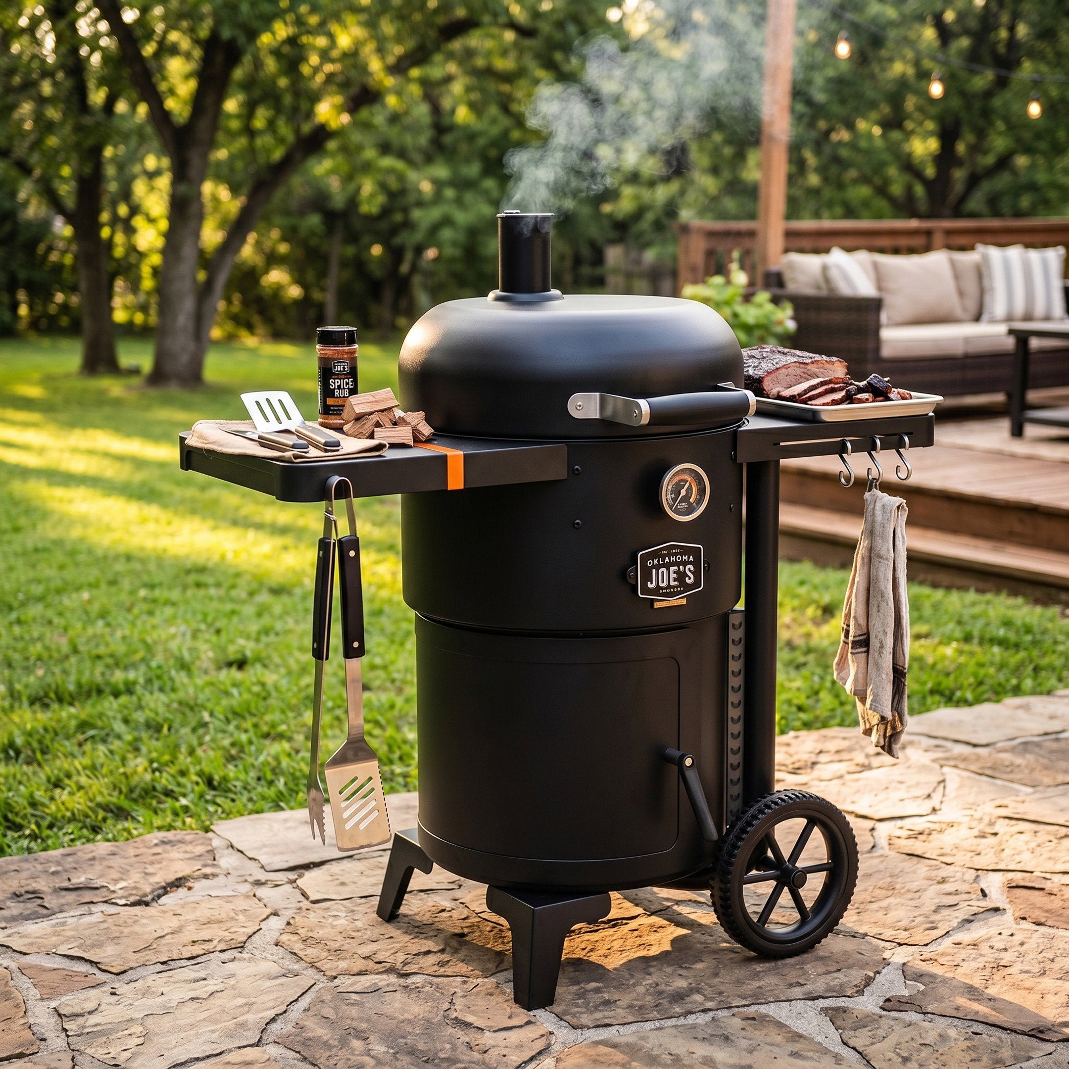Oklahoma Joe's Bronco 18" Heavy Duty Charcoal Drum Smoker & Grill Black