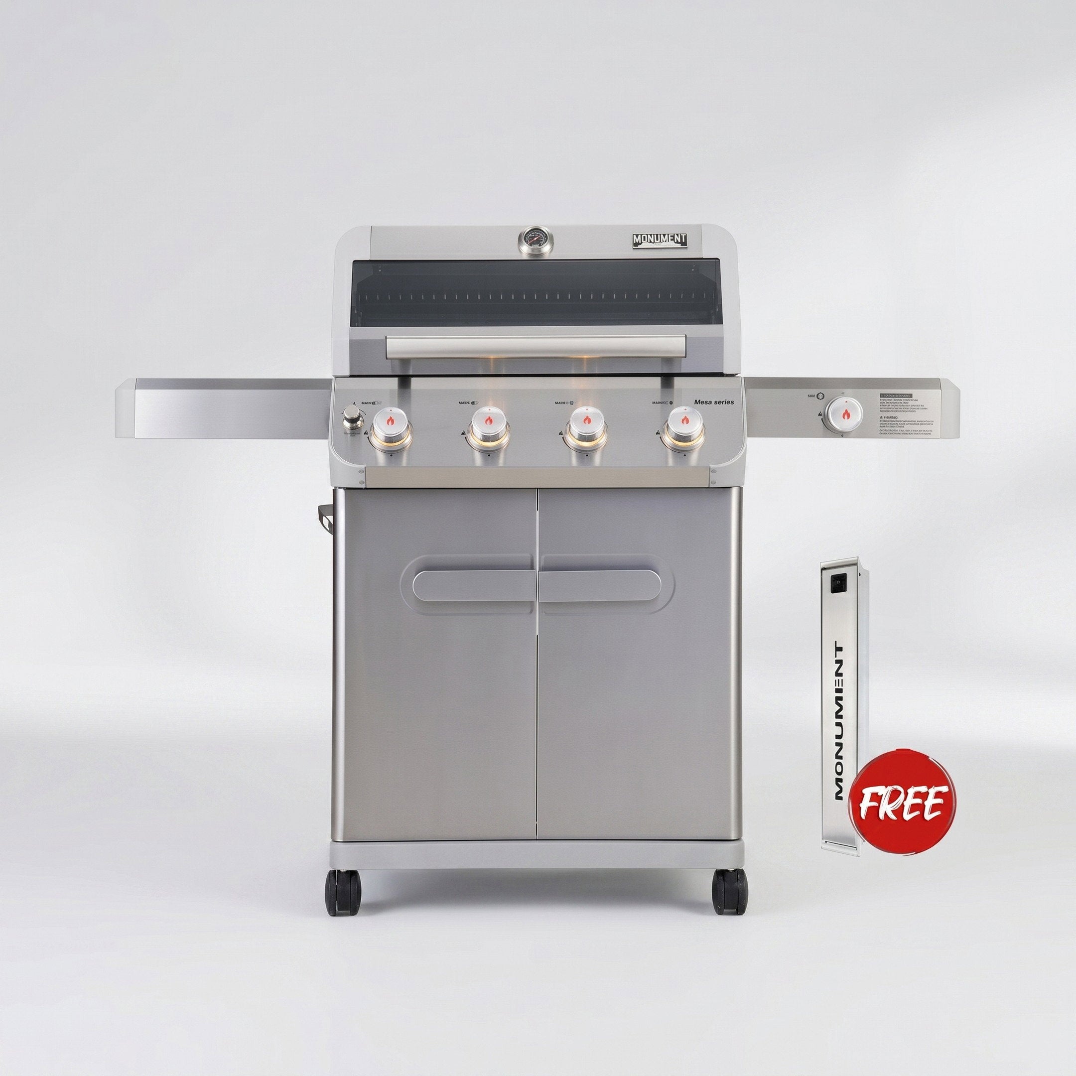 Monument Grills M405K Freestanding Gas BBQ Grill 4 Burners + Side Burner
