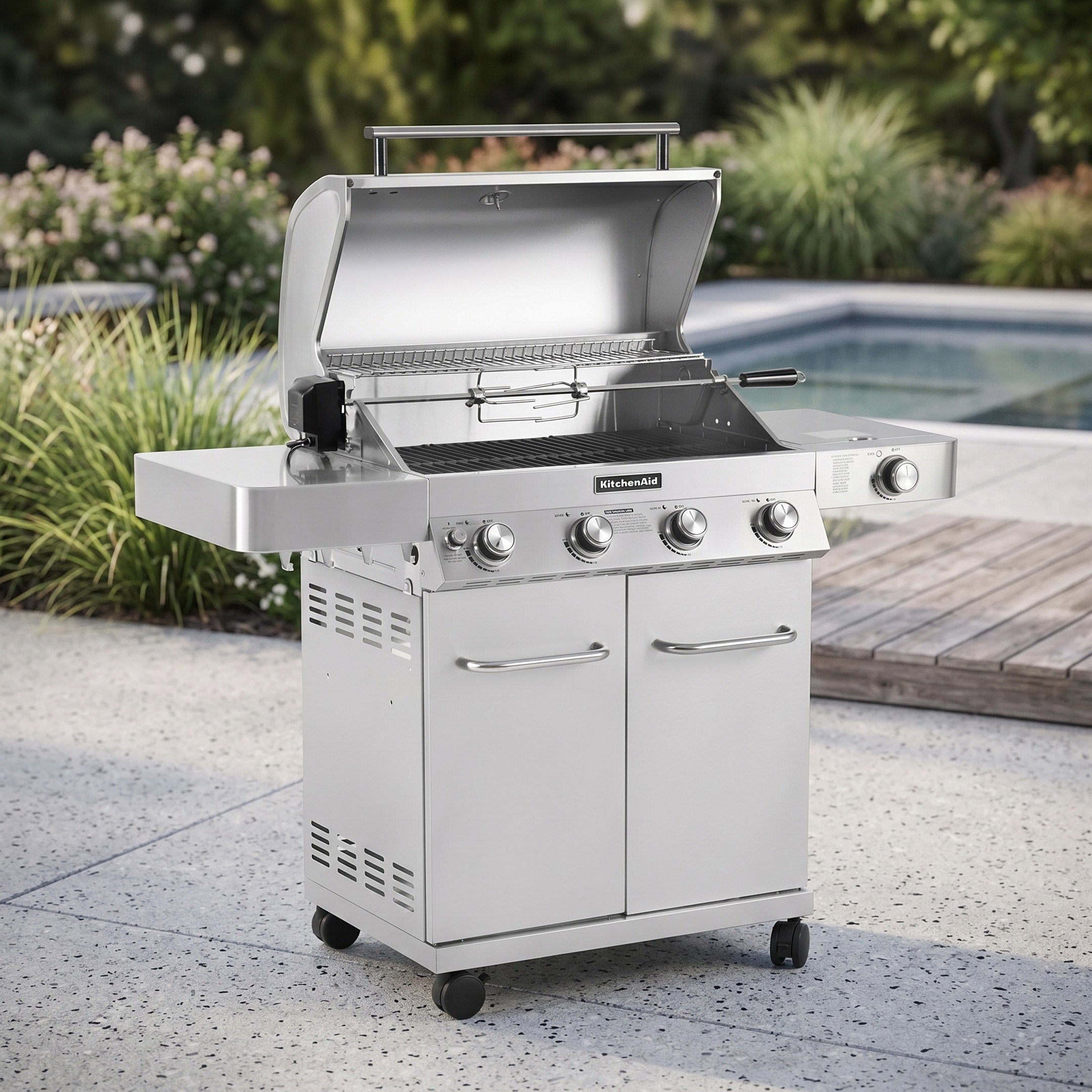 Monument Grills 17842 4-Burner Propane Gas Grill w/ Rotisserie Kit & Side Burner