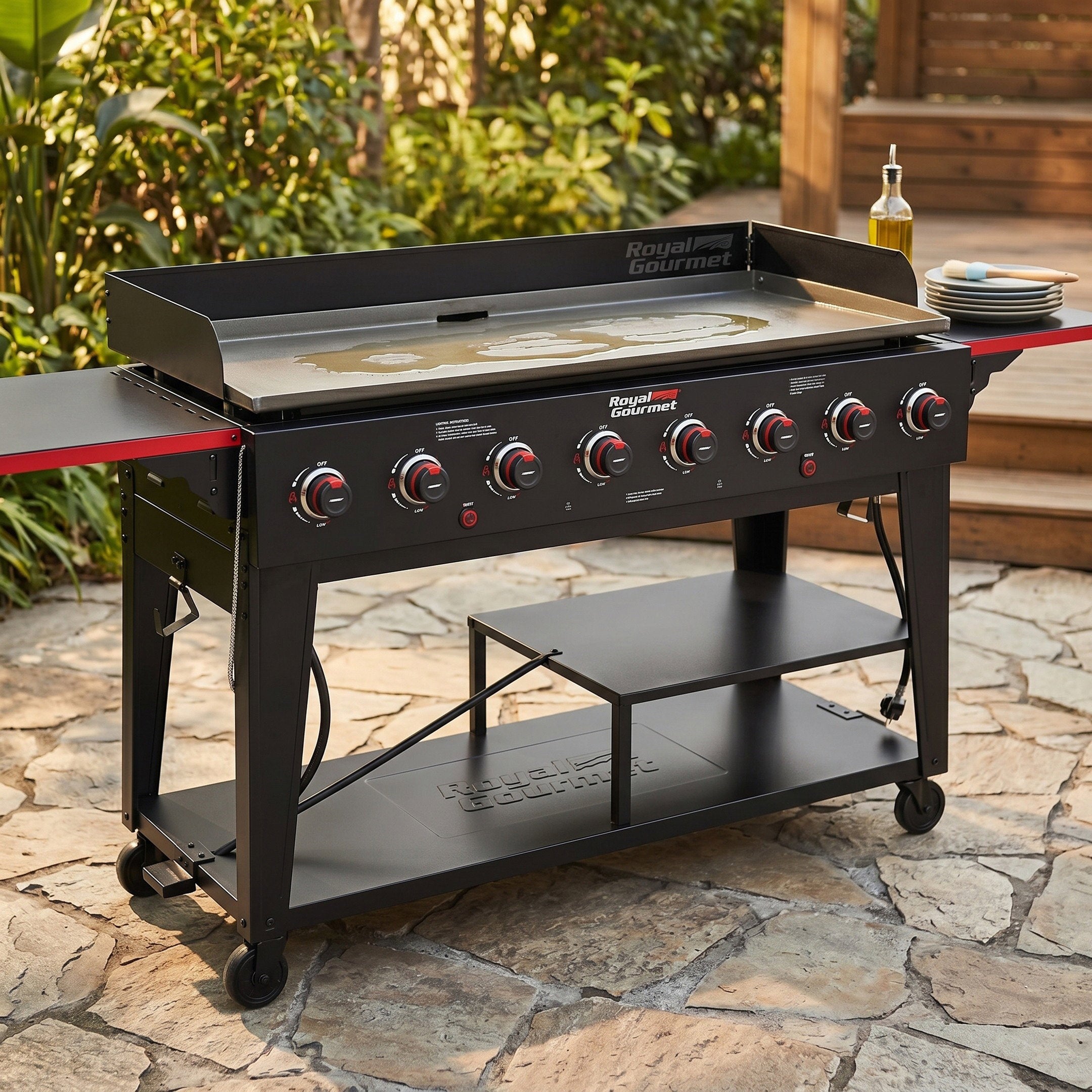 Royal Gourmet 8-Burner Liquid Propane Gas Grill BBQ w/ Side Tables Outdoor