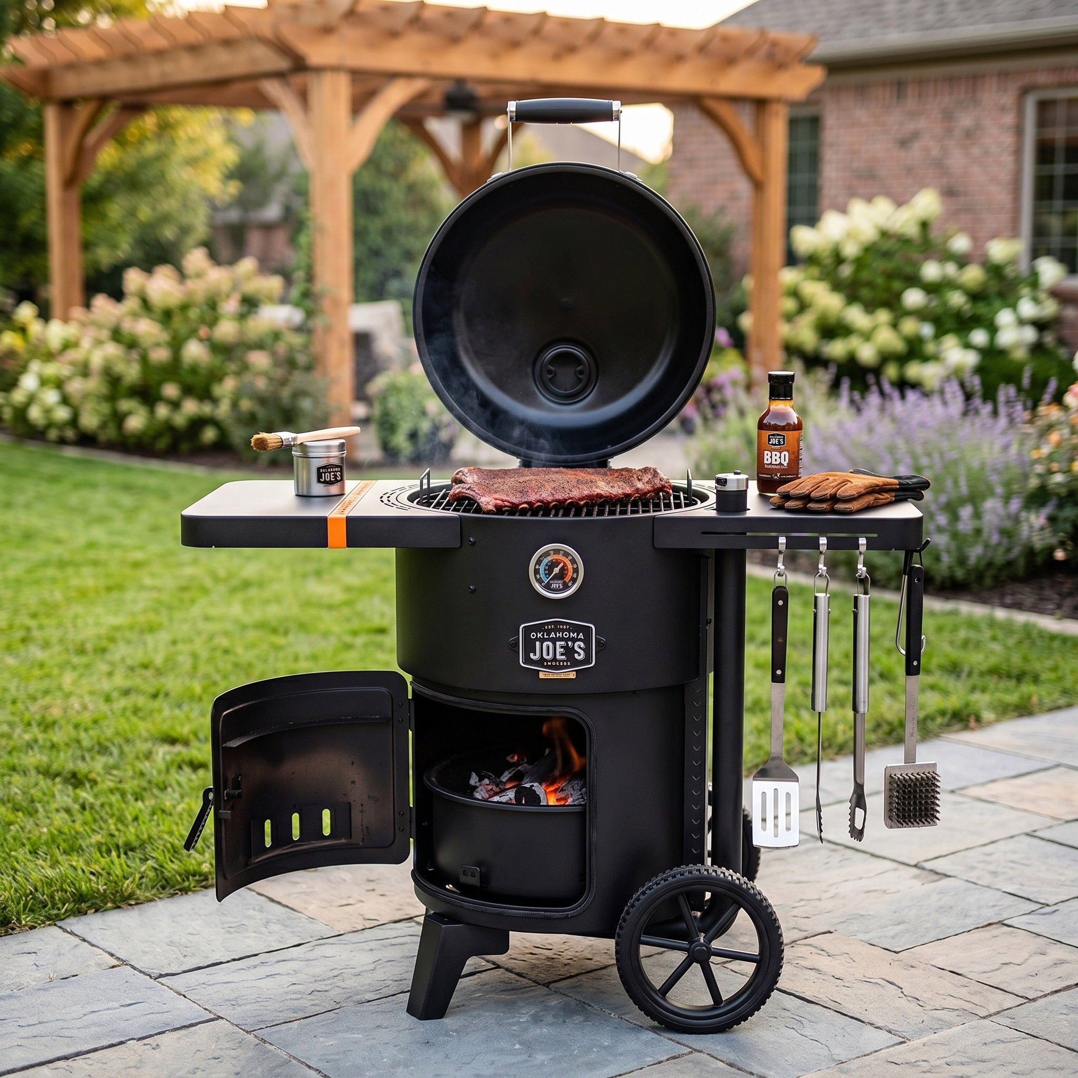 Oklahoma Joe's Bronco 18" Heavy Duty Charcoal Drum Smoker & Grill Black