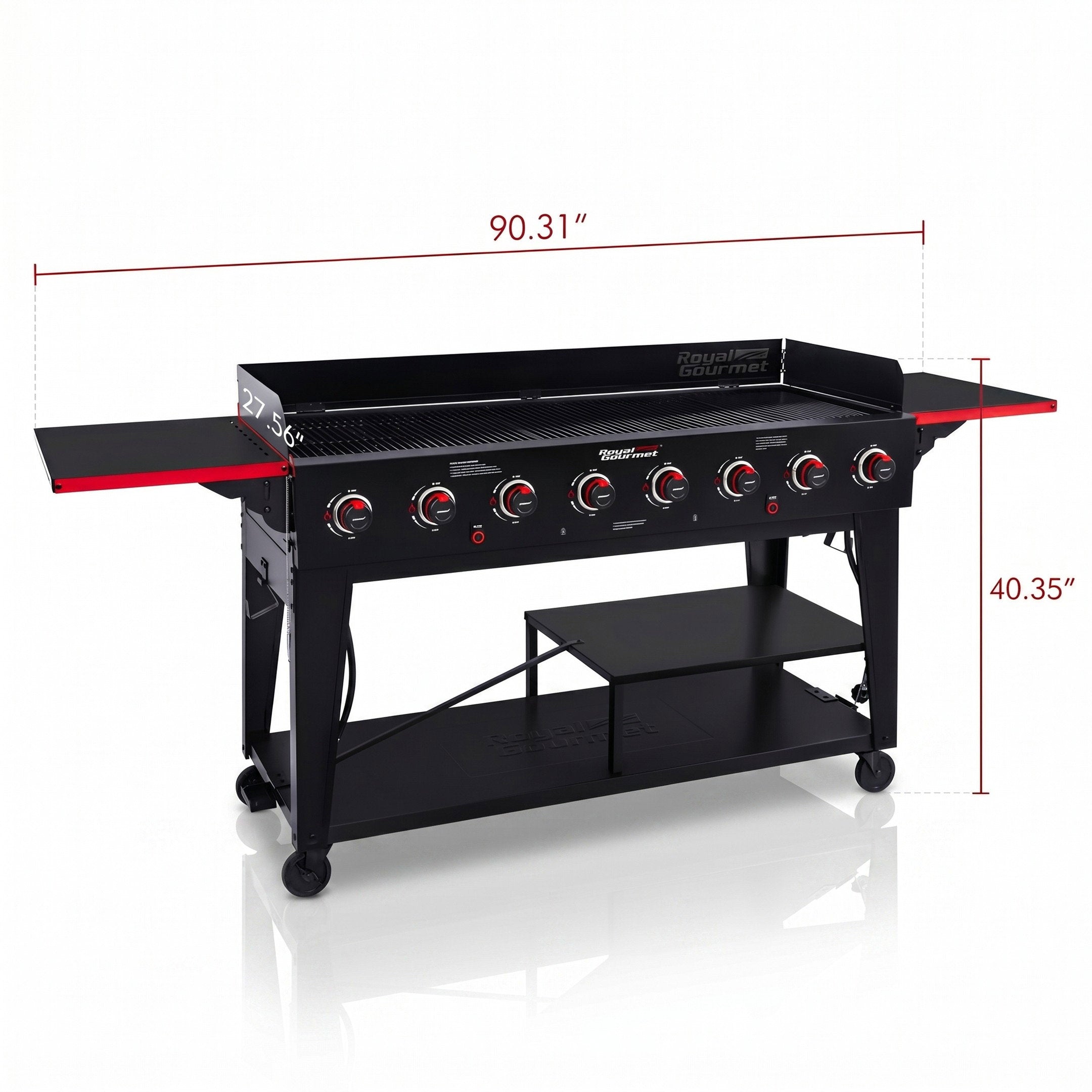 Royal Gourmet 8-Burner Liquid Propane Gas Grill BBQ w/ Side Tables Outdoor