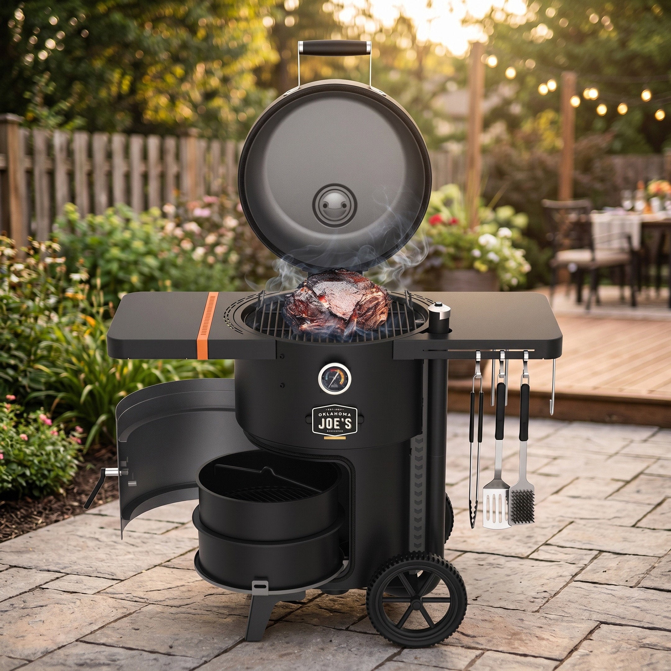 Oklahoma Joe's Bronco 18" Heavy Duty Charcoal Drum Smoker & Grill Black