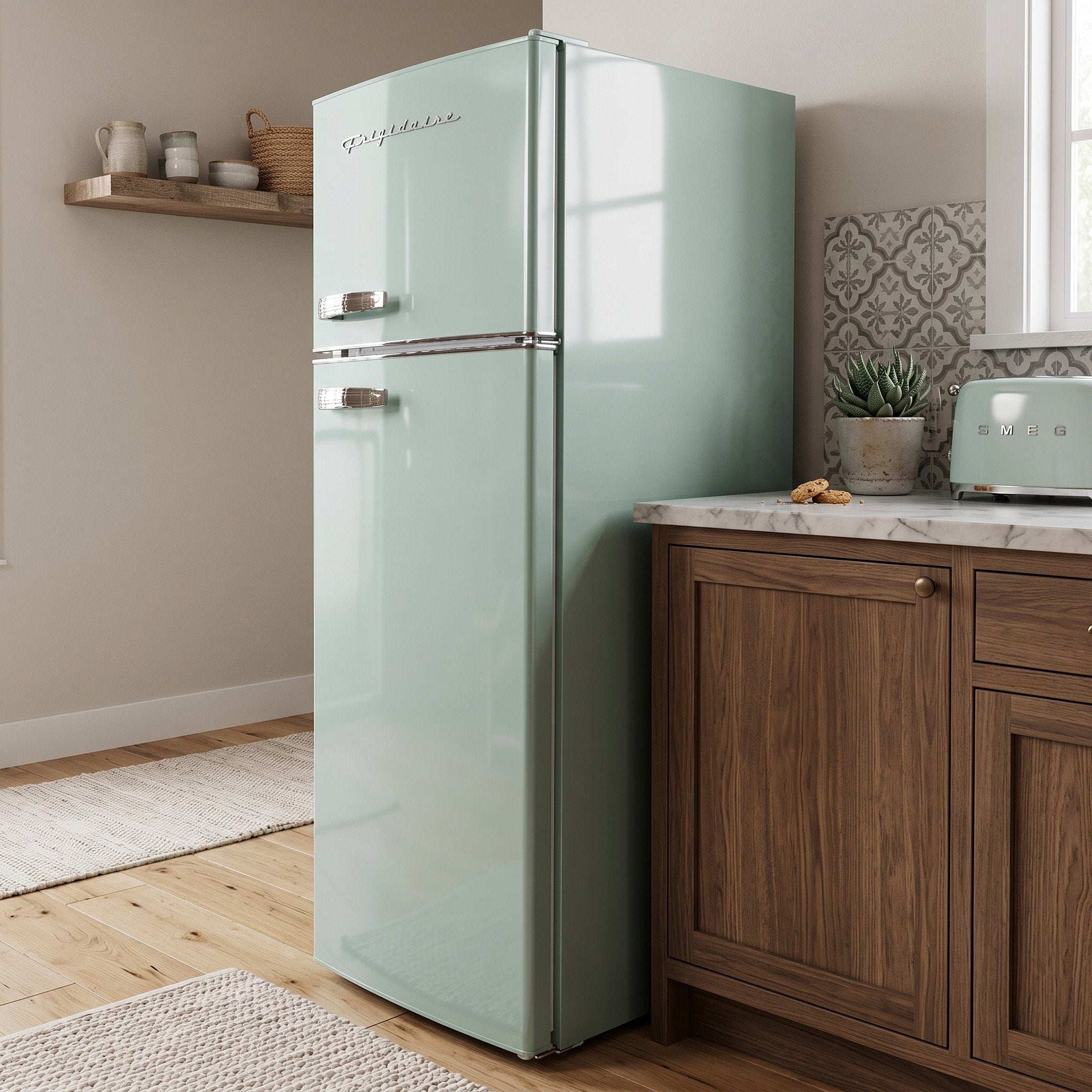 Frigidaire Retro 7.5 Cu Ft Refrigerator Freezer Combo EFR753-MINT