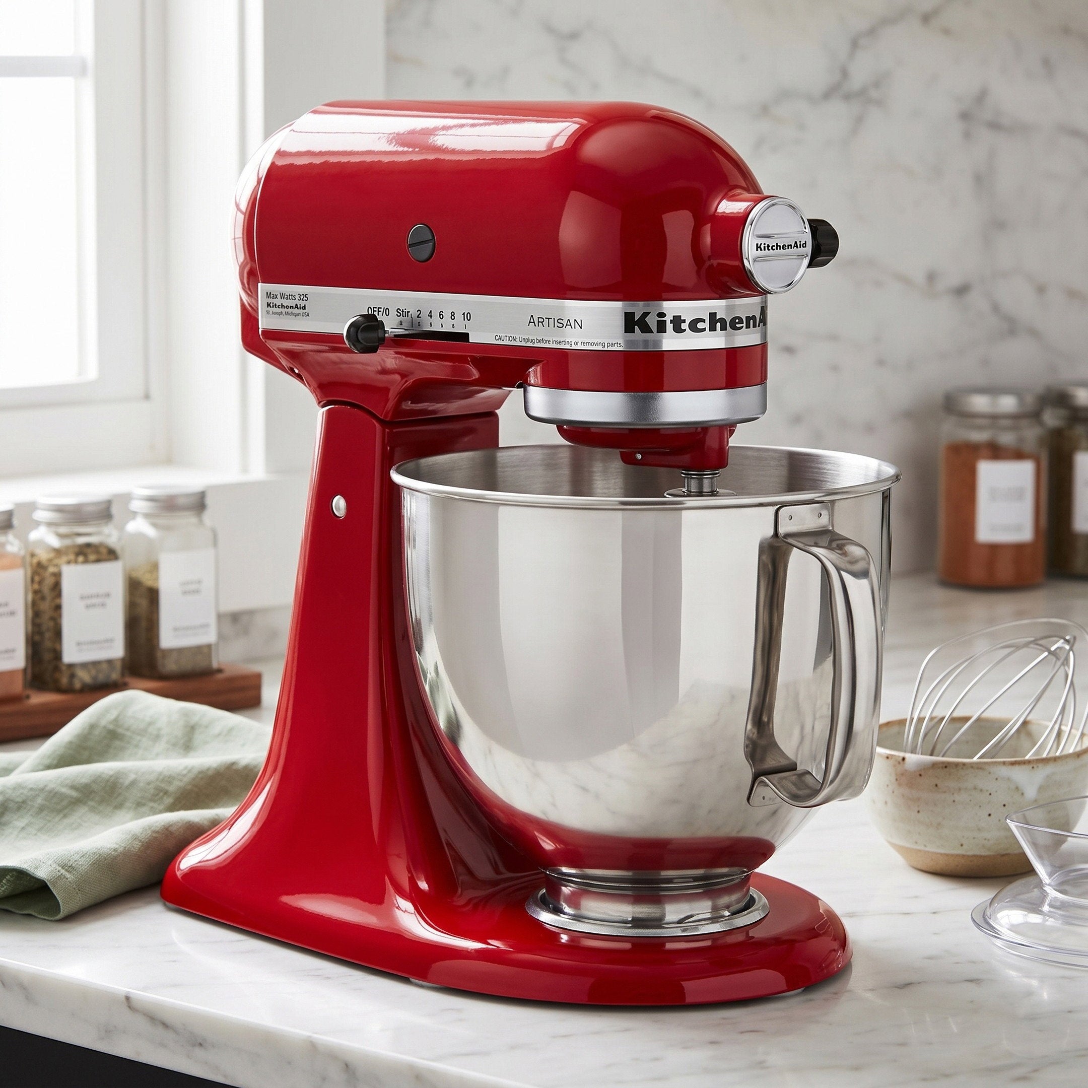 KitchenAid KSM150PSER Artisan 5 Quart Tilt-Head Stand Mixer Red