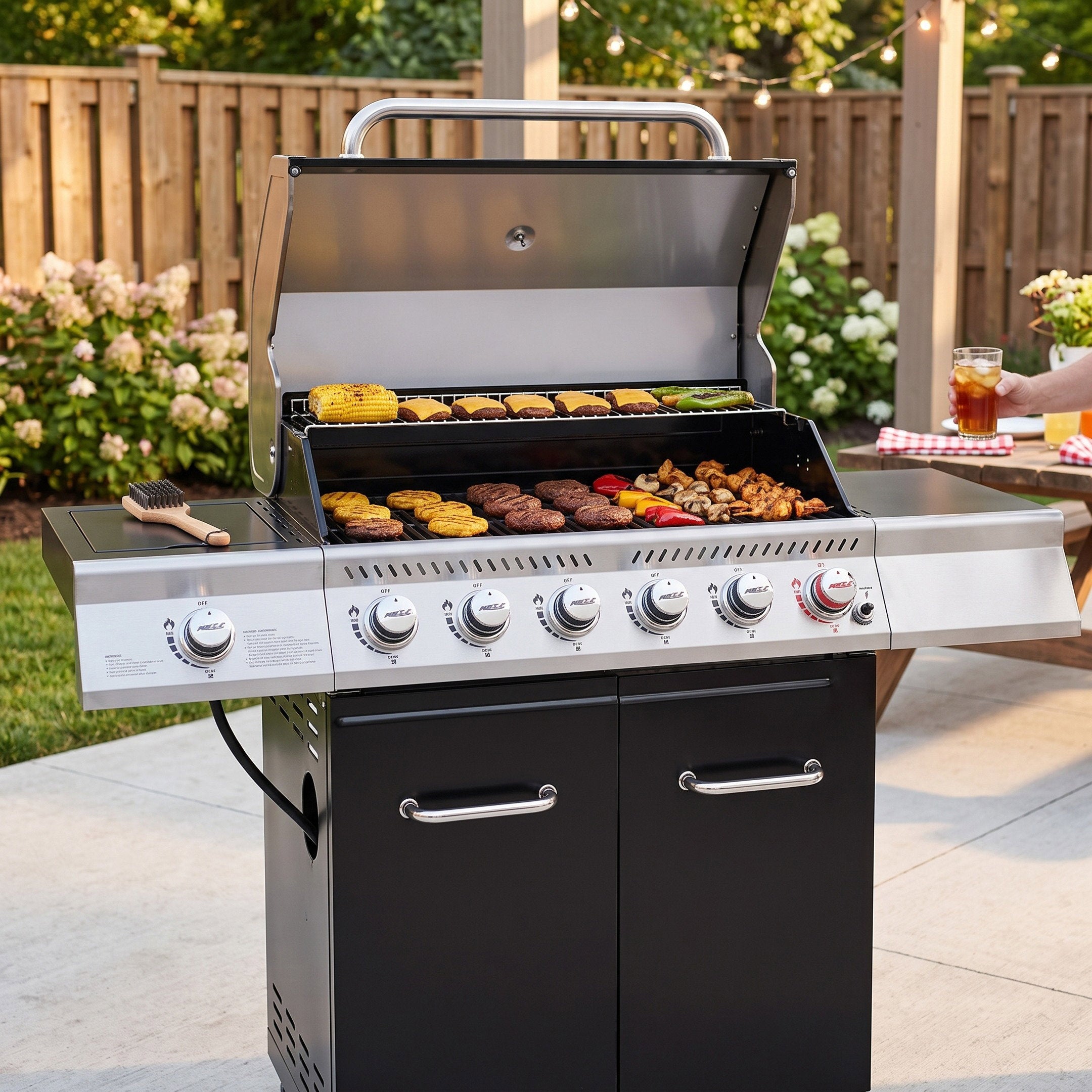 Royal Gourmet 6 Burner Propane BBQ Grill with Side Burner & Storage Cabinet