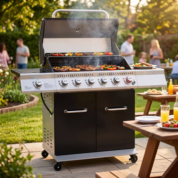 Royal Gourmet 6 Burner Propane BBQ Grill with Side Burner & Storage Cabinet